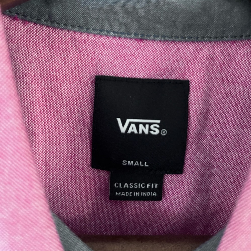 Vans Shirt Classic Fit Short Sleeve Button Down 100% Cotton Chambray Men’s Small - Picture 3 of 5